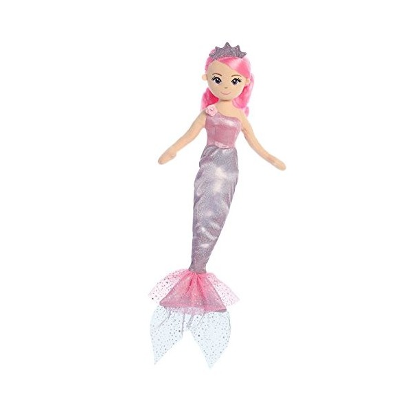 Aurora, 33250, Sea Shimmer Princess Lavender Sirène, 46 cm Peluche, Rose et Argenté
