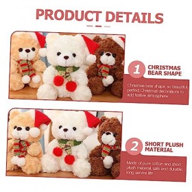 Abaodam 2 Pièces Ours De Noël Poupée Ours Poupée en Peluche Mignon Animal en Peluche Ours en Peluche De Noël Cadeau De Fête D