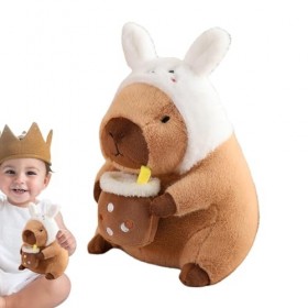 VELLOW Peluche Capybara | Kawaii Peluches Capybara Jouet,Couvre-tête Amovible, Jouet en Peluche Capybara Mignon pour Adultes,