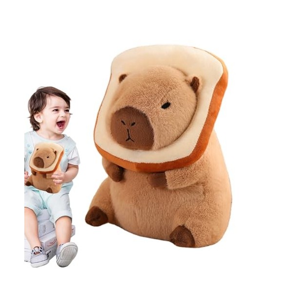 Qumiuu Capybara farci - Kawaii Peluches Capybara Peluche Jouet,Adorable Oreiller en Peluche Capybara avec Couvre-tête Amovibl