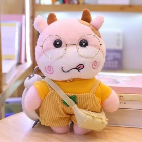 NOpinz Mignon Jouet en Peluche Vache en Peluche Kawaii Vache poupée Portant Chapeau Pull Vache Jouet Coussin décoration 30cm 