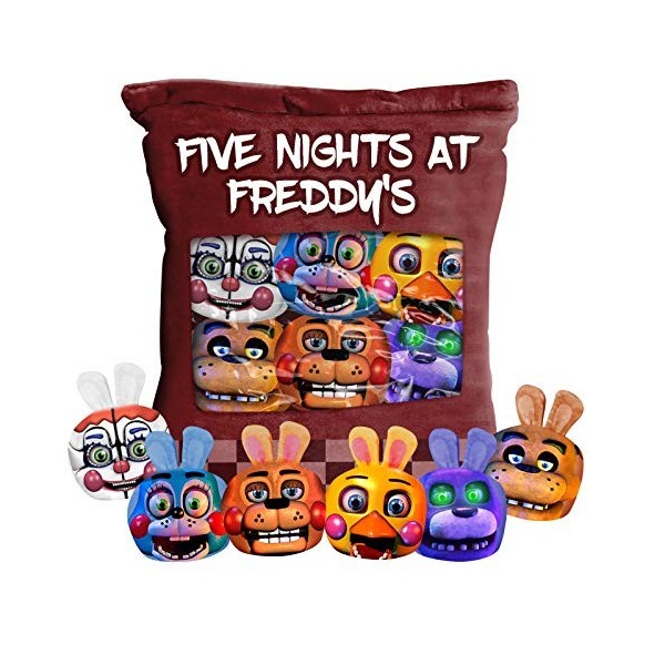 Zhongkaihua Five Nights Game Oreiller FNAF Snack Oreiller avec 6 Jouets en Peluche FNAF Poupées 50 x 36 cm Coussin Doux pour 