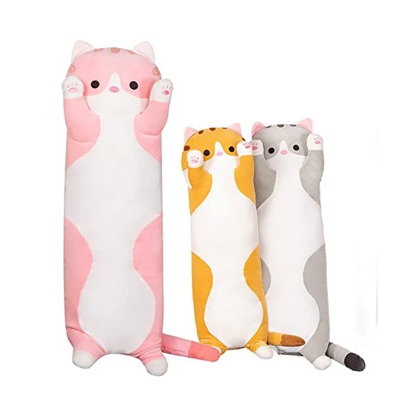 shownicer Peluche chat - Coussin en peluche kawaii - Coussin en peluche - Jouet chaton - Cadeau pour enfants et filles de 12 