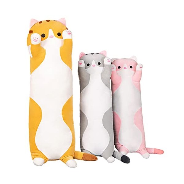 shownicer Peluche chat - Coussin en peluche kawaii - Coussin en peluche - Jouet chaton - Cadeau pour enfants et filles de 12 