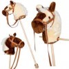 Hobby Horse Cheval en peluche pour enfants avec poignées et roulettes en bois Marron beige 95 cm à partir de 3 ans Mumbee