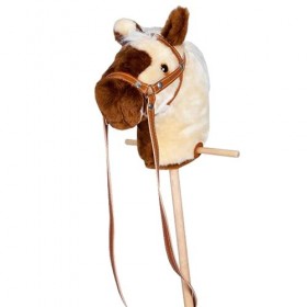 Hobby Horse Cheval en peluche pour enfants avec poignées et roulettes en bois Marron beige 95 cm à partir de 3 ans Mumbee