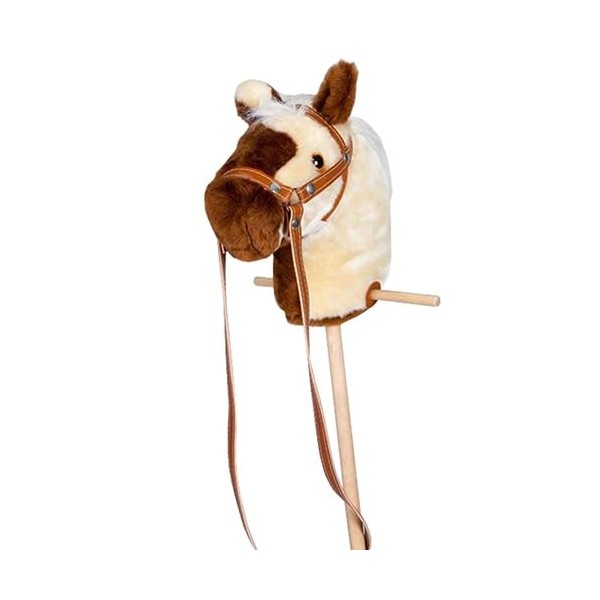 Hobby Horse Cheval en peluche pour enfants avec poignées et roulettes en bois Marron beige 95 cm à partir de 3 ans Mumbee