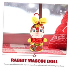 Toyvian 6 Pièces Ornement Année du Lapin Peluche Lapin Zodiaque Chinois Peluche Lapin Nouvel an Chinois Décor De La Fête du P