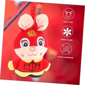 ABOOFAN 6 Pcs Poupée De Lapin Jouet en Peluche De Lapin Ornements Feng Shui 2023 Animal en Peluche du Zodiaque Animaux en Pel