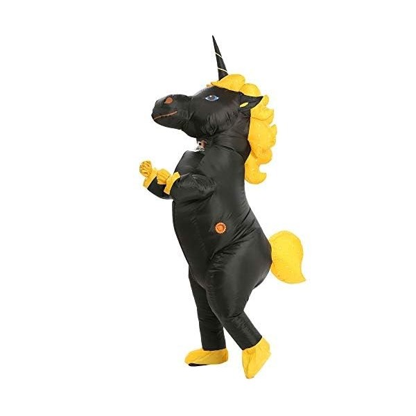 JYZCOS Costume gonflable de licorne noir, grand 