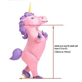 JYZCOS Costume gonflable licorne rose, grand 