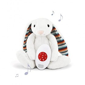 Zazu musical en peluche avec son rythme cardiaque, Bibi le lapin, gris
