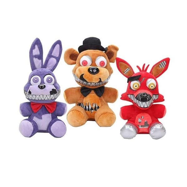 QJIRZB Bear Fazbear + Nightmare Bonnie Set Five Nights Game Plush Set FNAF Plushies FNAF Toys Sister Location for Kids Christ