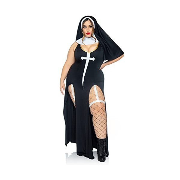 Leg Avenue 86972X-00708 86972x Carnival Costume, Theme Party, Black White, 1X/2X Taglia Italiana 46/48 