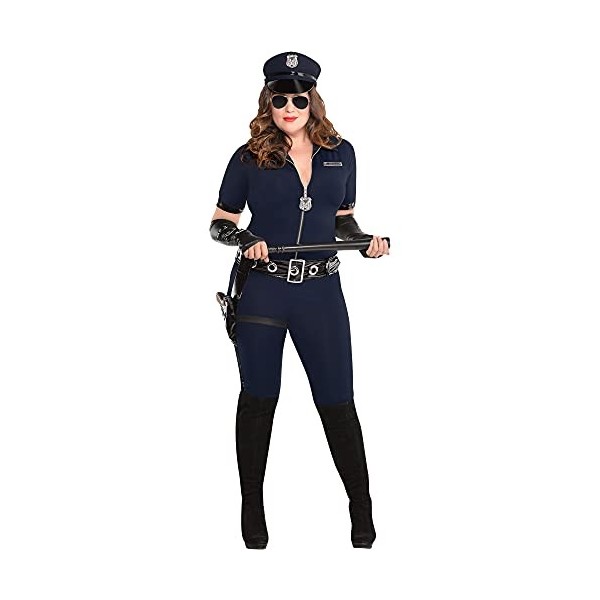 amscan 8407478 Stop Traffic Costume dofficier de police pour femme Plus XXXL 50-52 | 1 ensemble, bleu marine