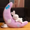 Lune avec Lapin en Peluche Coussin Kawaii Lune Peluche Jouet Enfants Chambre décoration Cadeaux 30cm 1