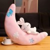 Lune avec Lapin en Peluche Coussin Kawaii Lune Peluche Jouet Enfants Chambre décoration Cadeaux 30cm 1