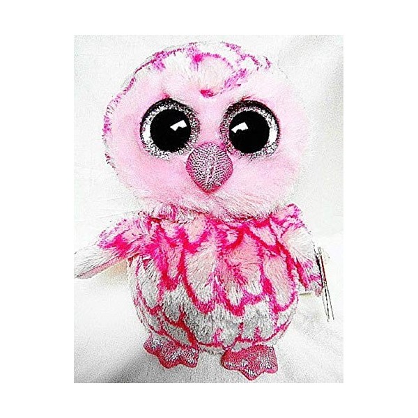 Ty - TY36094 - Beanie Boos - Peluche Pinky Hibou Rose 15 cm