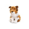 Uni-Toys Collie à Poils Longs, Assis - Visage Blanc/Marron - 27 cm Hauteur - Chien en Peluche, Collie, Animal de Compagnie 