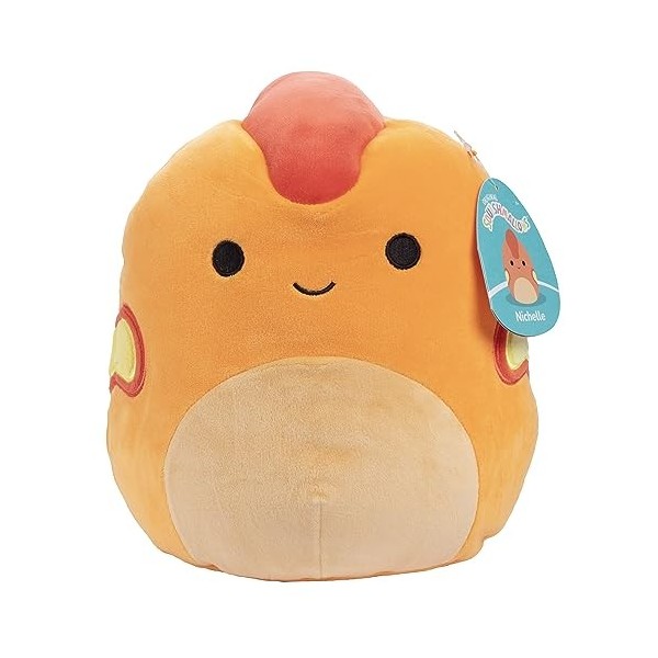 Squishmallows Peluche Kellytoy sous licence officielle Nichelle le dinosaure orange de 25,4 cm – Jouet en peluche doux et spo