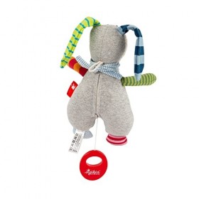 Sigikid- Lapin Ringel Dingel Peluche Musicale avec boîte à Musique, Recommandé dès la Naissance, 39435, Gris/Multicolore, Tai