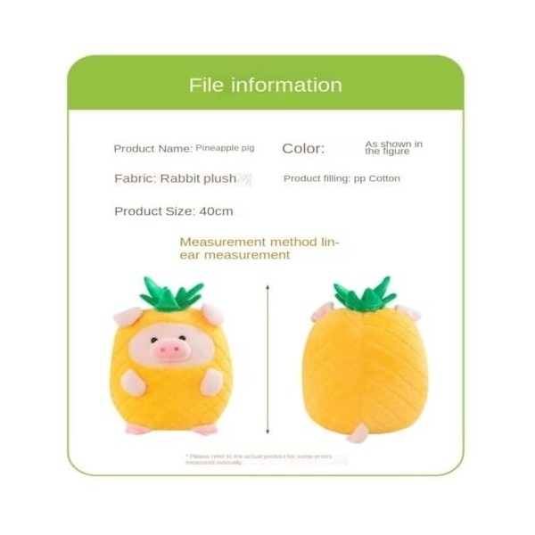 VOTIVA Jouets en Peluche Poupée Cochon Ananas créative et Mignonne, Jouet en Peluche, transformé en Cochon, Oreiller for Fill