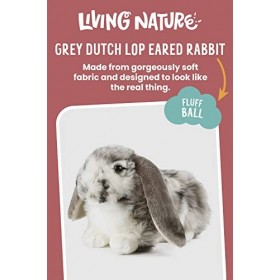 Living Nature Lapin Hollandais Gris à Oreilles Tombantes, Lapin en Peluche Doux et Réaliste, Peluche Écologique Naturli, 26cm