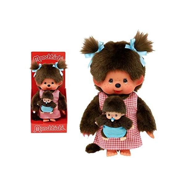 Peluche Monchhichi Maman & Bébé - 20 cm - BANDAI