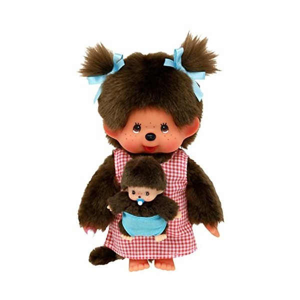 Peluche Monchhichi Maman & Bébé - 20 cm - BANDAI