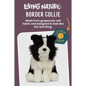 Living Nature Border Collie, Chien en Peluche Doux et Réaliste, Peluche Écologique Naturli, 20cm