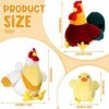 3 Pièces Animaux de Poulet en Peluche 20 cm Poule et Coq en Peluche avec Bébé Poussin en Peluche 10 cm Jouet Poussin Jaune Do