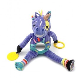 Les Déglingos - Peluche DACTIVITES DE Voyage KIPROKOS Le Zebre - Violet - Jouet déveil pour bébé - Idée Cadeau - Dès la Nai