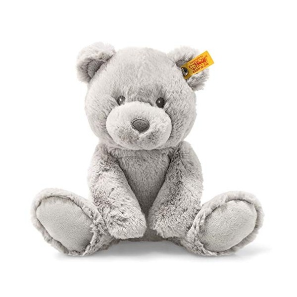 Steiff Bearzy Ours en Peluche, Gris, 28 cm, à câliner et à Jouer, pour bébés et Enfants, Doux pour la Peau de bébé, Lavable e