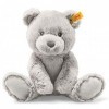 Steiff Bearzy Ours en Peluche, Gris, 28 cm, à câliner et à Jouer, pour bébés et Enfants, Doux pour la Peau de bébé, Lavable e