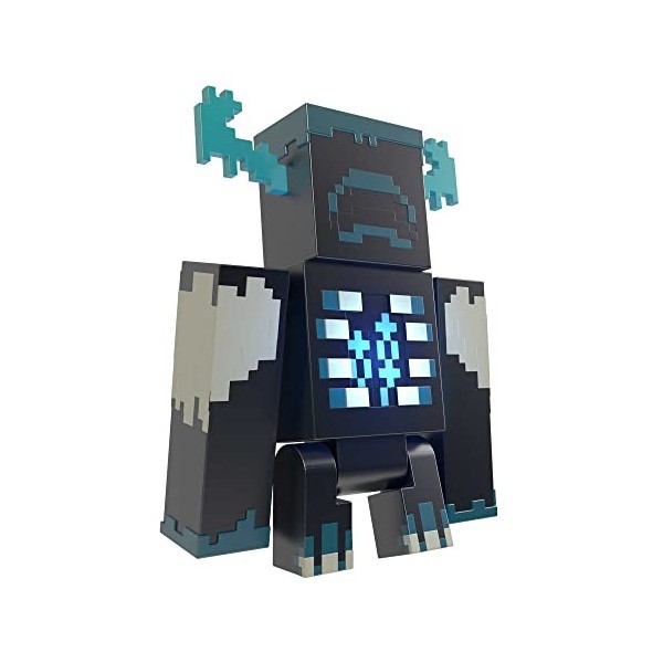 Minecraft Figurine Warden de Gardien avec « mode Attaque » activable, 2 modes de lumières, et de sons, accessoires, Jouet Enf