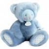 Doudou et Compagnie - Peluche Ourson Avec Doudou Mouchoir - 30 cm - Bleu - Trop Mimi - DC3554