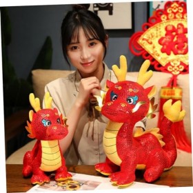ibasenice 2 Pièces Mascotte Chinoise Dragon 2024 Poupée De Dragon Poupée De Dragon en Peluche Douce Poupées De Dragon Chinois