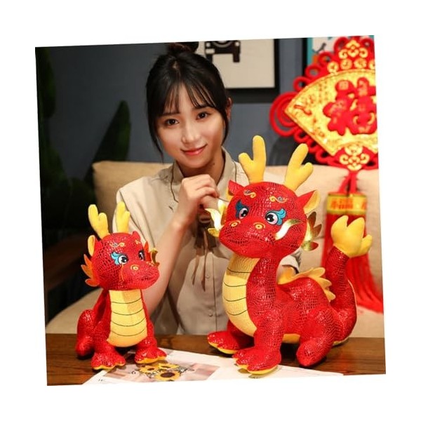 ibasenice 2 Pièces Mascotte Chinoise Dragon 2024 Poupée De Dragon Poupée De Dragon en Peluche Douce Poupées De Dragon Chinois