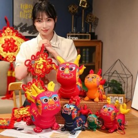 Nouvel an Dragon Zodiaque Peluche Jouet Dinosaure en Peluche Poupée Animal Mascotte Oreiller Printemps Festival Cadeau pour E