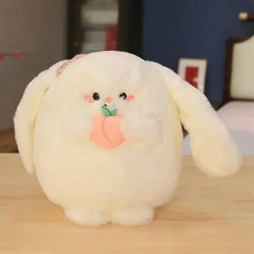 Mignon Pêche Lapin Peluche Jouet Rond Lapin en Peluche Poupée Doux Animal Coussin Kawaii Cadeau D’Anniversaire 19cm 1