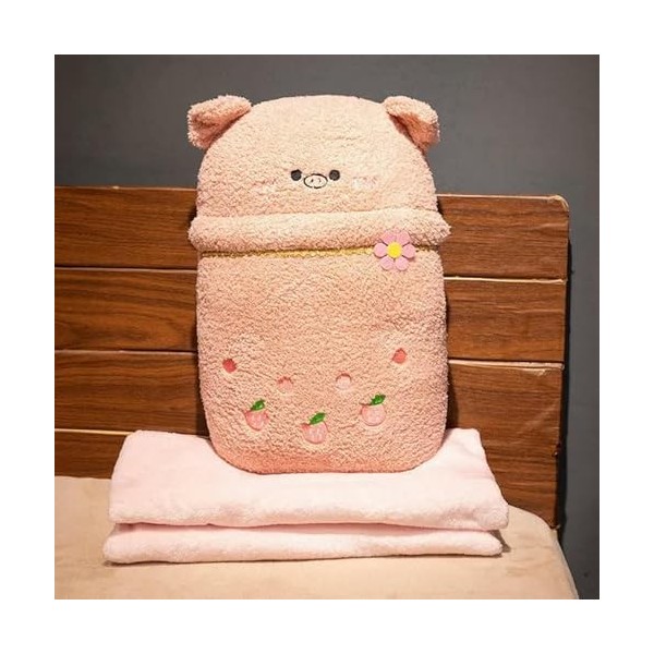 NOpinz Ours Kawaii, porcelet, Panda, Grenouille, Lion, Oreiller en Peluche, avec Couverture, Jouet, Animal en Peluche, poupée