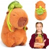 SAYEYBU Peluche Capybara avec Tortue,Mignon Rongeur Capybara,Oreiller en Peluche Capybara Réaliste,Poupée Capybara Tortue,Jou