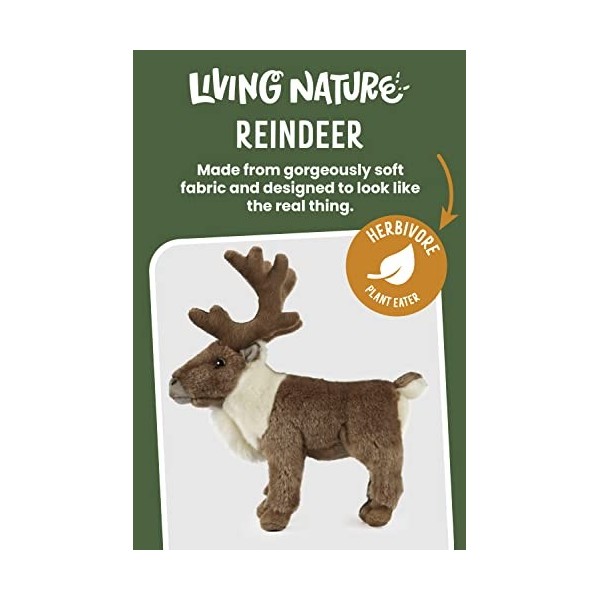 Living Nature Renne Debout, Renne en Peluche Douce et Réaliste, 26cm