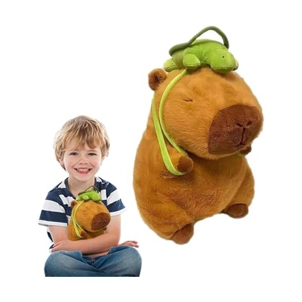 SAYEYBU Peluche Capybara,Oreiller en Peluche Capybara,Poupée Capybara Tortue,Animal en Peluche Doux,Cadeau danniversaire Mig