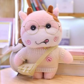 NOpinz Mignon Jouet en Peluche Vache en Peluche Kawaii Vache poupée Portant Chapeau Pull Vache Jouet Coussin décoration 30cm 