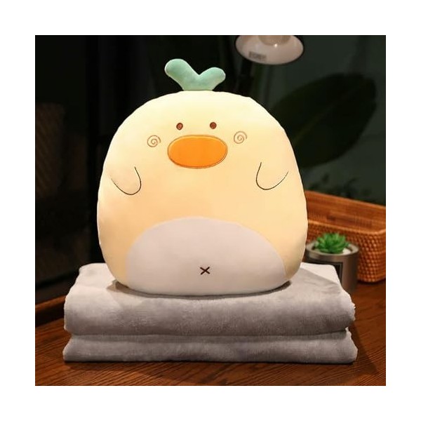 EacTEL Mignon Chat Oreiller Lapin en Peluche Animal en Peluche Dinosaure Kawaii Shiba Inu Doux Sieste Oreiller avec Couvertur