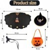 Deguisement Halloween Fille,Cape Chauve Souris Enfant,Cape de Sorcier Enfant avec Chapeau,Baguette Magique et Sac Citrouille,