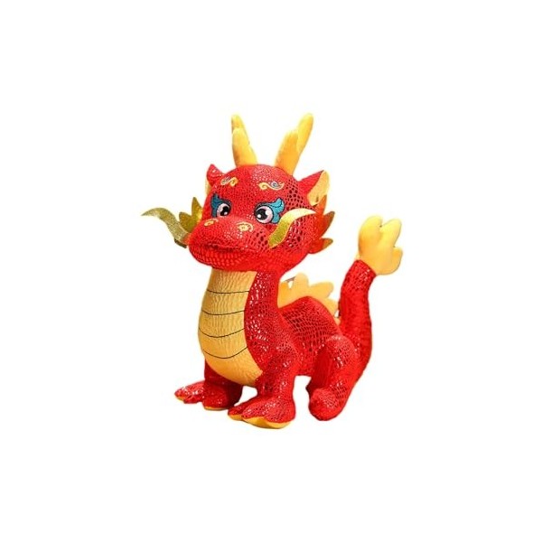 ulafbwur Dragon en peluche - Décorations du Nouvel An 2024 - Poupée en peluche pour enfants - Zodiaque chinois - Mascotte de 