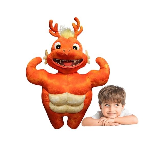 Niesel Poupée en Peluche Dragon Chinois - Animal en Peluche Dragon de 25 Pouces avec abdominaux - Poupée du Zodiaque en Peluc