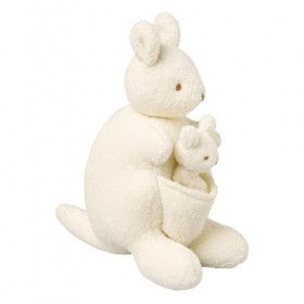 TROUSSELIER - Doudou Musical - Kangourou - Tissu en Coton - Musique Lullaby de Brahms - 20 cm de haut - Classique Chic - Idéa